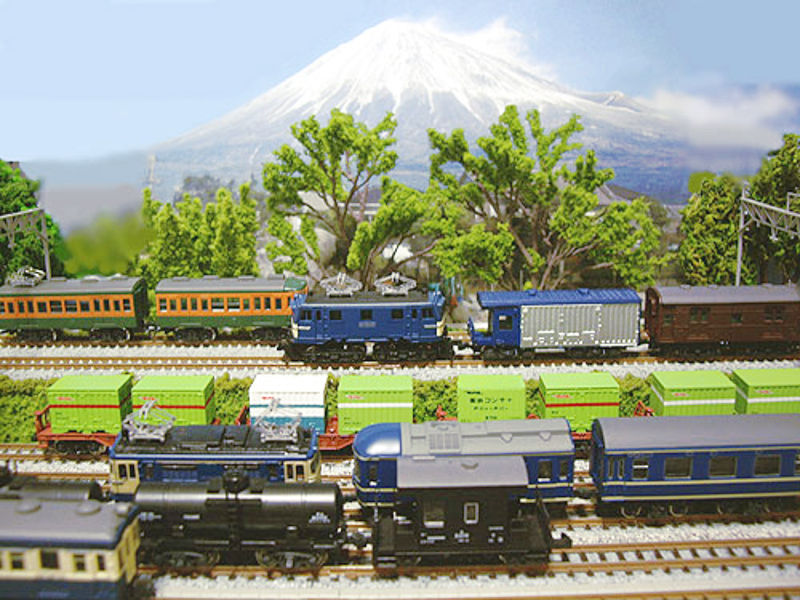東海道線・静岡県内のヤード脇を走る荷物列車